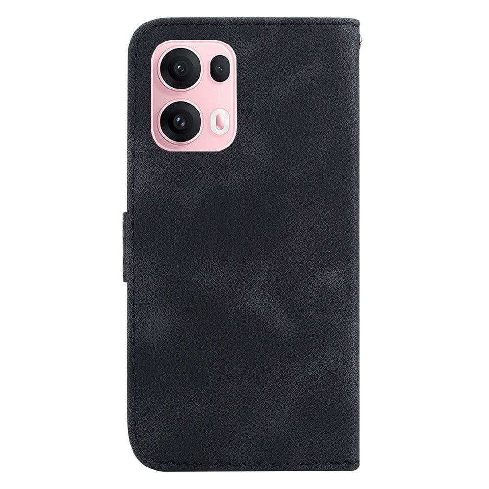 For Oppo Reno13 Pro 5G Stand Case 7-Shaped Pattern Imprint Leather Phone Cover - Black