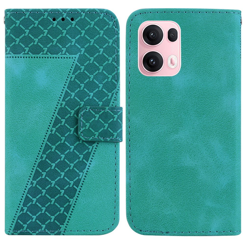 For Oppo Reno13 Pro 5G Stand Case 7-Shaped Pattern Imprint Leather Phone Cover - Green
