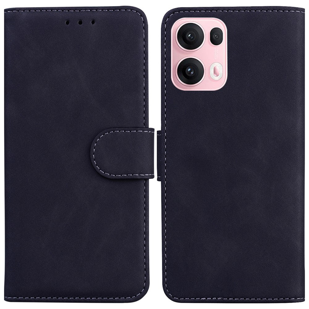 For Oppo Reno13 Pro 5G Case Solid Color Leather Wallet Phone Cover - Black