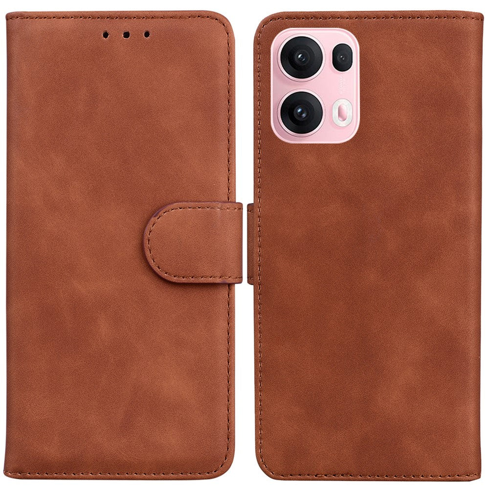 For Oppo Reno13 Pro 5G Case Solid Color Leather Wallet Phone Cover - Brown