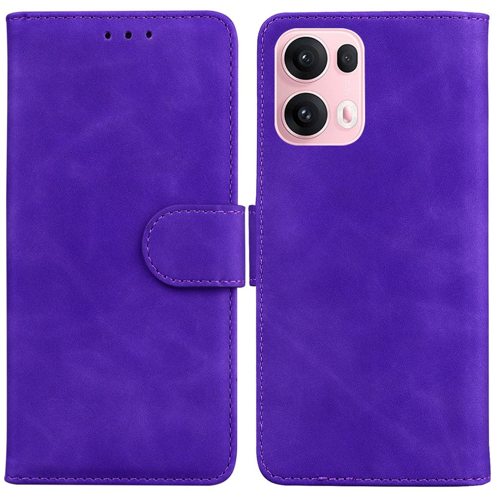 For Oppo Reno13 Pro 5G Case Solid Color Leather Wallet Phone Cover - Purple