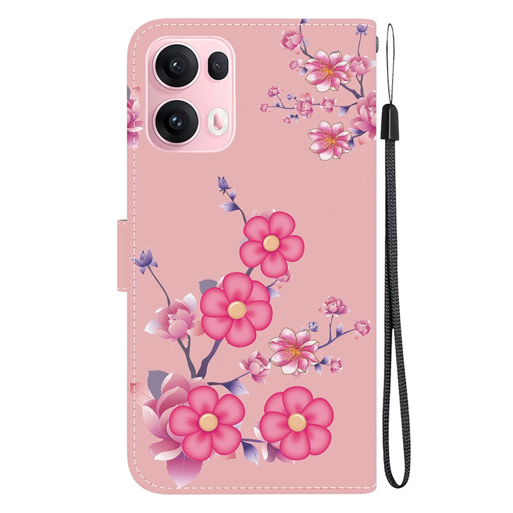 For Oppo Reno13 Pro 5G Wallet Phone Case Anti-Drop Leather Flip Cover Pattern Printing - Sakura