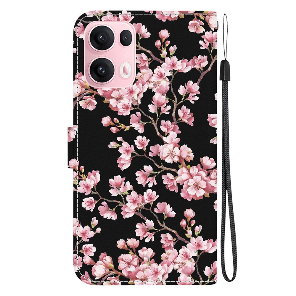 For Oppo Reno13 Pro 5G Wallet Phone Case Anti-Drop Leather Flip Cover Pattern Printing - Plum Blossom