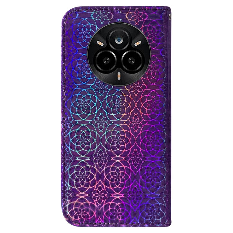 For Realme 14 Pro 5G Stand Case Dazzling Flower Leather Phone Cover - Purple