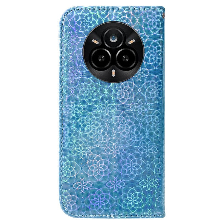 For Realme 14 Pro 5G Stand Case Dazzling Flower Leather Phone Cover - Blue