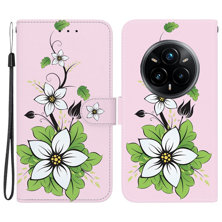 For Realme 14 Pro+ 5G Wallet Phone Case Anti-Drop Leather Flip Cover Pattern Printing - Lily