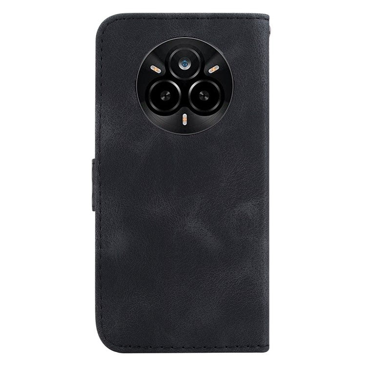 For Realme 14 Pro 5G Stand Case 7-Shaped Pattern Imprint Leather Phone Cover - Black