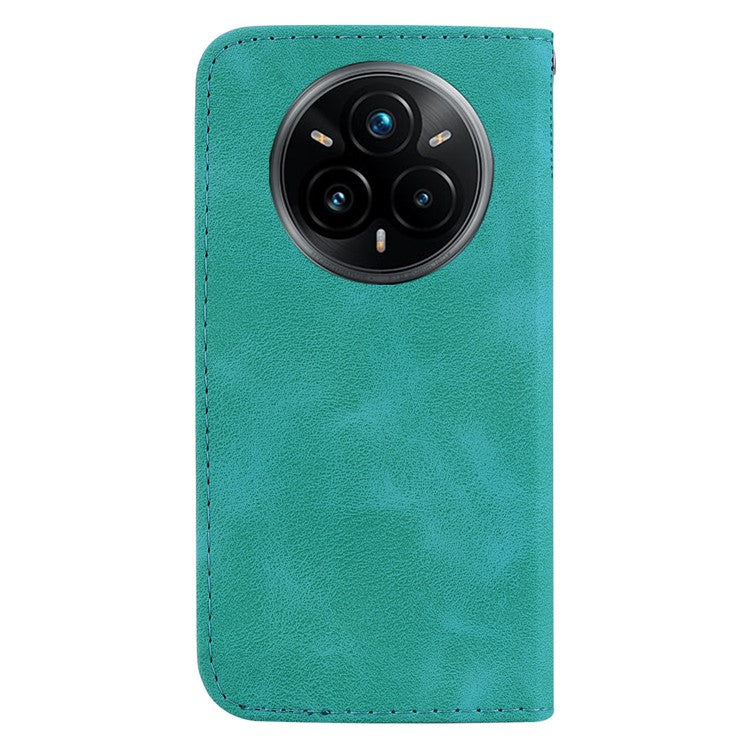 For Realme 14 Pro+ 5G Stand Case 7-Shaped Pattern Imprint Leather Phone Cover - Green
