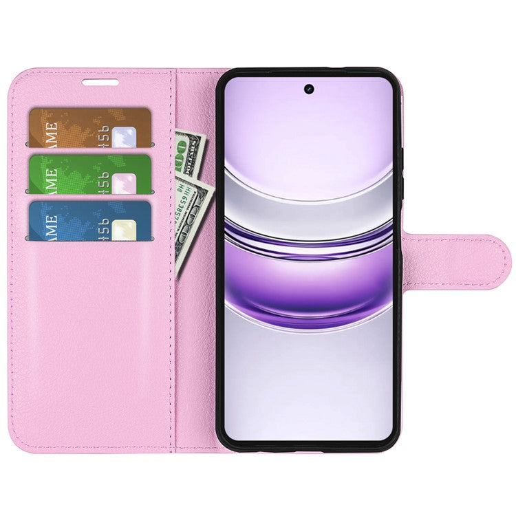 For Realme 14x 4G Case Litchi Texture Shockproof Leather Wallet Phone Cover - Pink