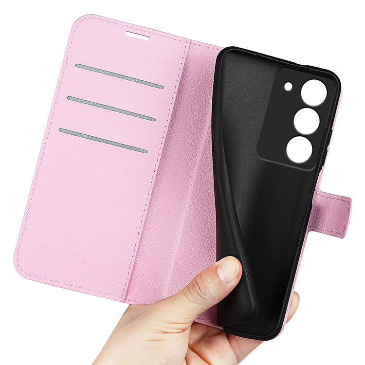 For Realme 14x 4G Case Litchi Texture Shockproof Leather Wallet Phone Cover - Pink
