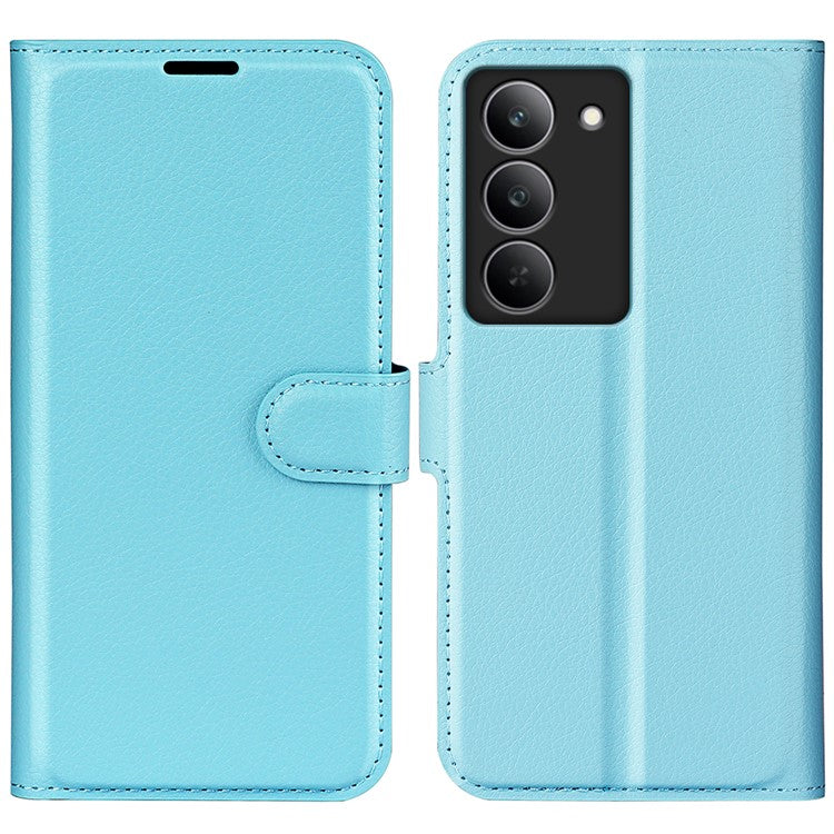 For Realme 14x 4G Case Litchi Texture Shockproof Leather Wallet Phone Cover - Blue