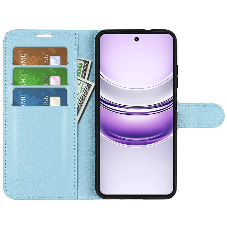 For Realme 14x 4G Case Litchi Texture Shockproof Leather Wallet Phone Cover - Blue