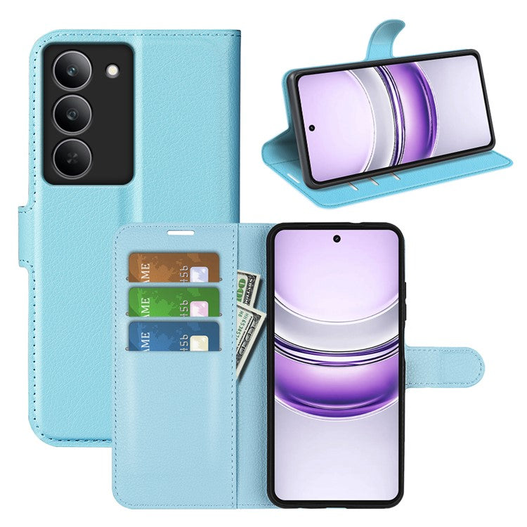 For Realme 14x 4G Case Litchi Texture Shockproof Leather Wallet Phone Cover - Blue