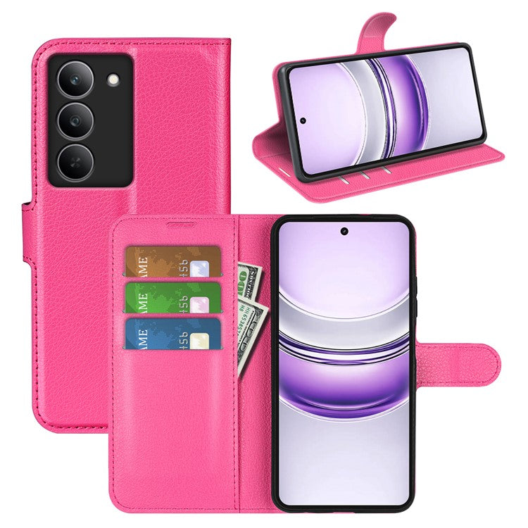 For Realme 14x 4G Case Litchi Texture Shockproof Leather Wallet Phone Cover - Rose