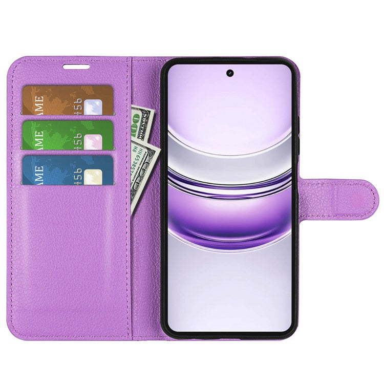 For Realme 14x 4G Case Litchi Texture Shockproof Leather Wallet Phone Cover - Purple