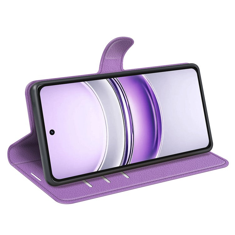 For Realme 14x 4G Case Litchi Texture Shockproof Leather Wallet Phone Cover - Purple