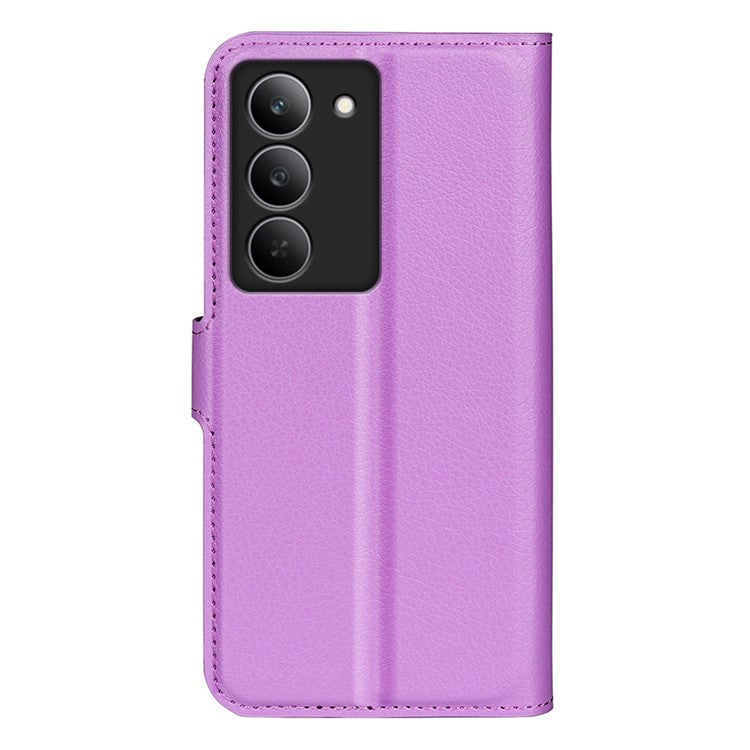 For Realme 14x 4G Case Litchi Texture Shockproof Leather Wallet Phone Cover - Purple