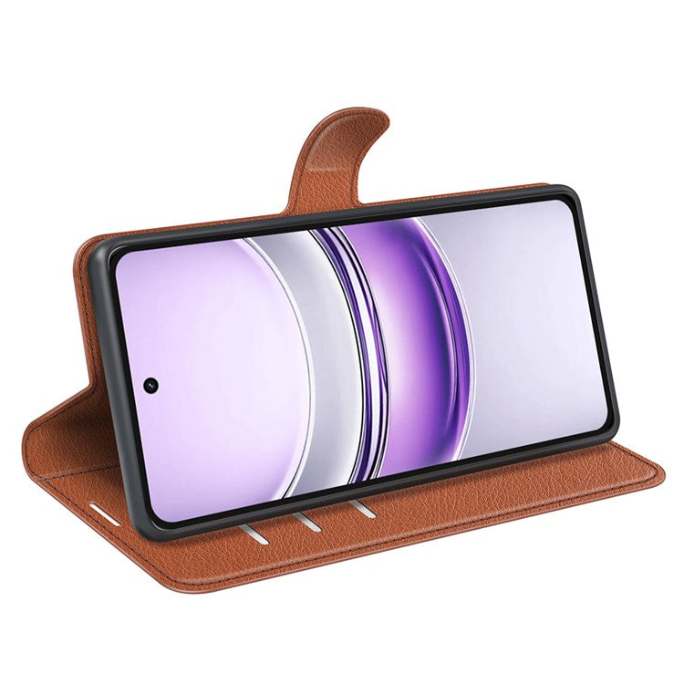 For Realme 14x 4G Case Litchi Texture Shockproof Leather Wallet Phone Cover - Brown