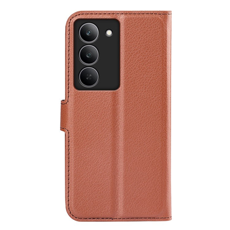 For Realme 14x 4G Case Litchi Texture Shockproof Leather Wallet Phone Cover - Brown