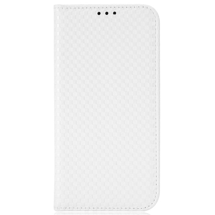 Anti-drop Cell Phone Cover For Google Pixel 7 Pro 5G, Grid Texture Magnetic Closure Phone Case PU Leather Protective Flip Wallet Cover Stand - White