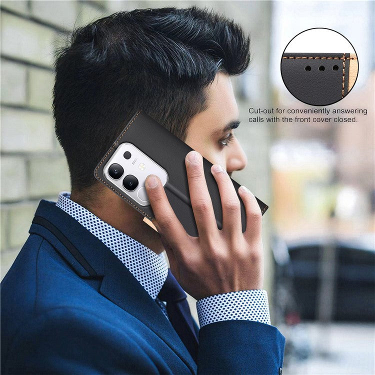 BINFEN COLOR BF33 for vivo Y29 4G Leather Case Splicing Color RFID Blocking Wallet Stand Phone Cover - Black