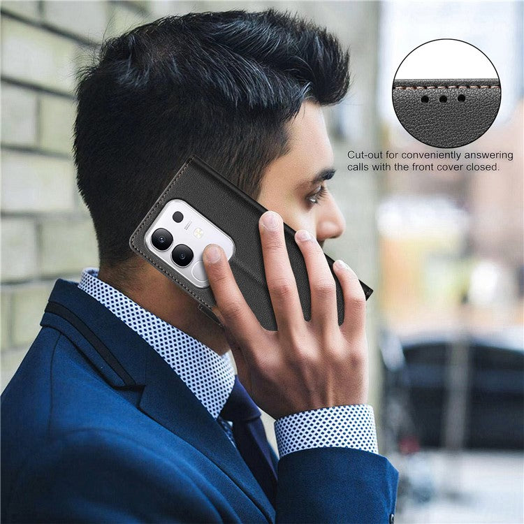 BINFEN COLOR BF32 For vivo Y29 4G Leather Case Wallet RFID Blocking Phone Cover - Black