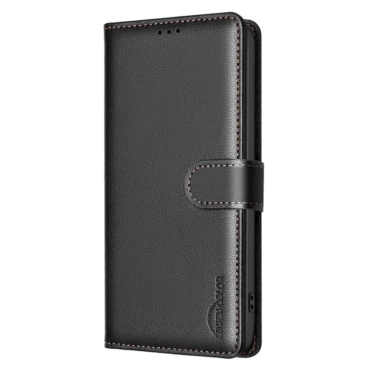 BINFEN COLOR BF32 For vivo Y29 4G Leather Case Wallet RFID Blocking Phone Cover - Black
