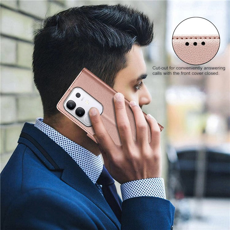 BINFEN COLOR BF32 For vivo Y29 4G Leather Case Wallet RFID Blocking Phone Cover - Rose Gold