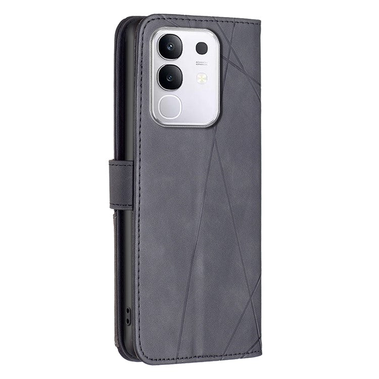 BINFEN COLOR BF05 For vivo Y29 4G Case Wallet Stand Leather Phone Cover - Black