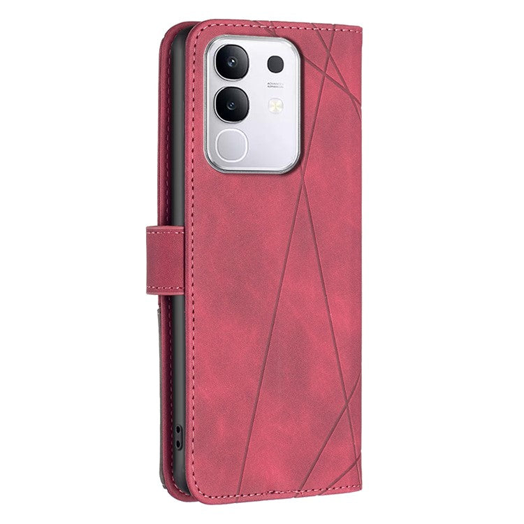 BINFEN COLOR BF05 For vivo Y29 4G Case Wallet Stand Leather Phone Cover - Red
