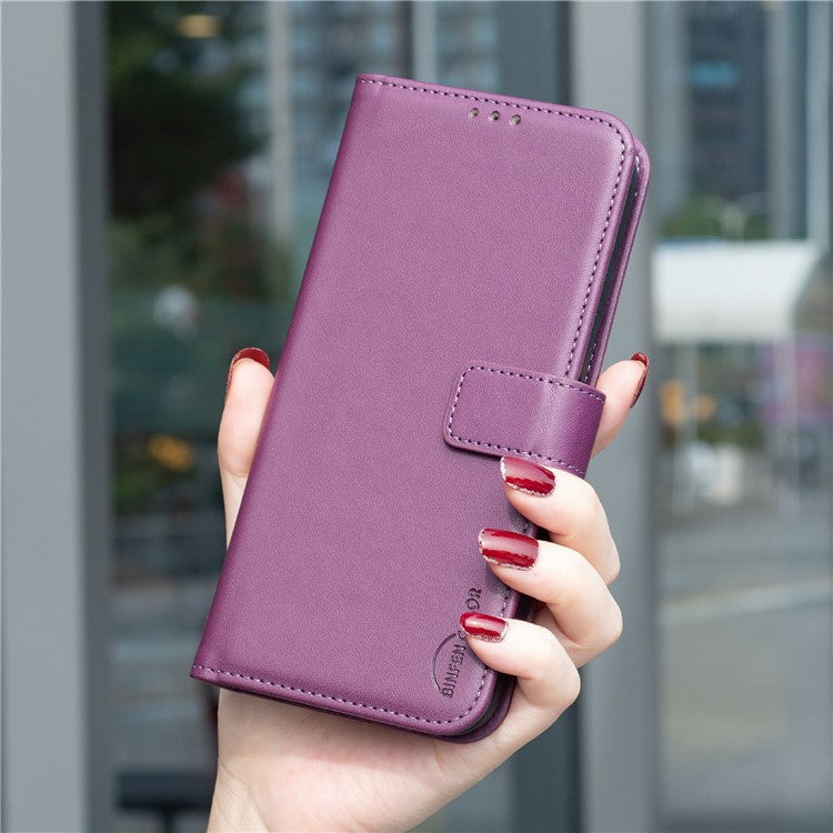 BINFEN COLOR BF17 For vivo Y29 4G Case Wallet Folio Flip Leather Cover - Dark Purple