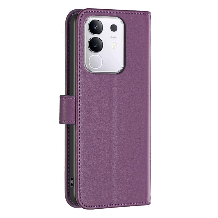BINFEN COLOR BF17 For vivo Y29 4G Case Wallet Folio Flip Leather Cover - Dark Purple