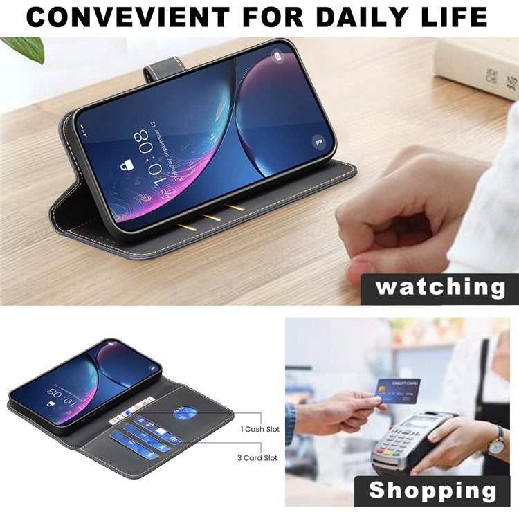 BINFEN COLOR BF17 For vivo Y29 4G Case Wallet Folio Flip Leather Cover - Black