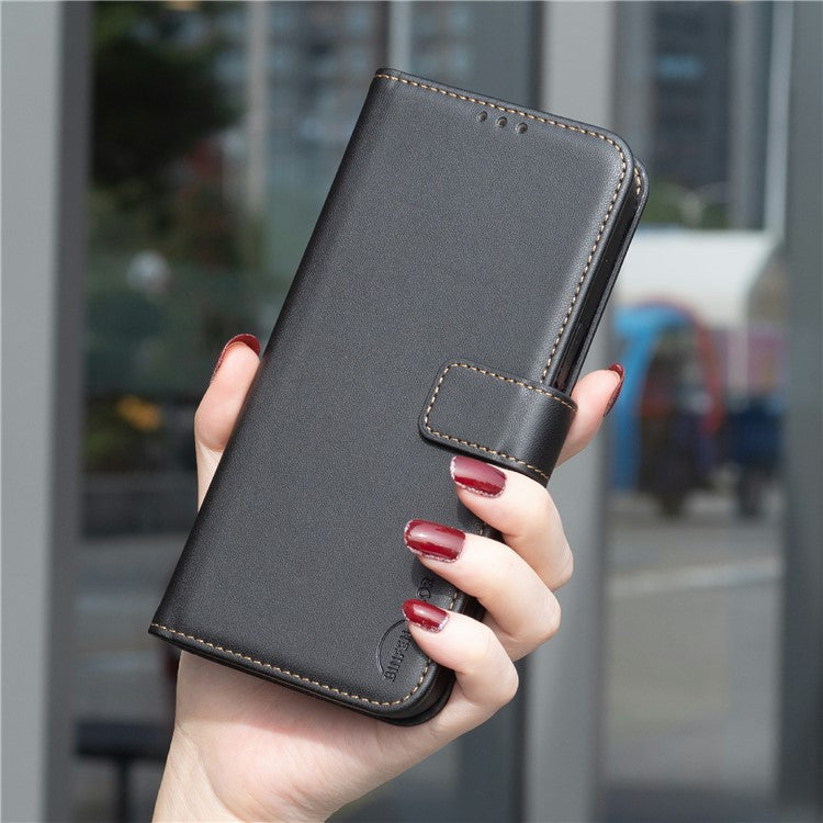 BINFEN COLOR BF17 For vivo Y29 4G Case Wallet Folio Flip Leather Cover - Black