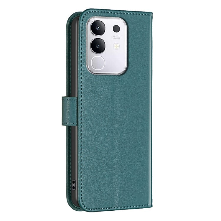 BINFEN COLOR BF17 For vivo Y29 4G Case Wallet Folio Flip Leather Cover - Green