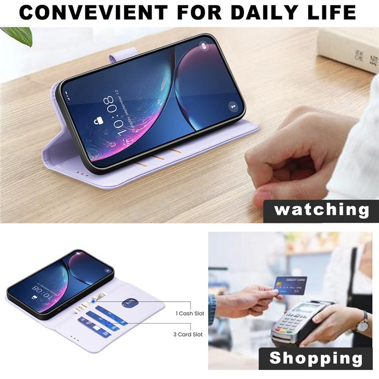 BINFEN COLOR BF17 For vivo Y29 4G Case Wallet Folio Flip Leather Cover - Purple