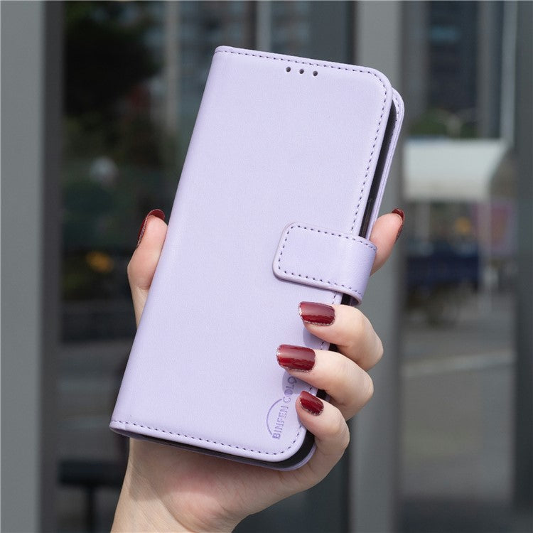 BINFEN COLOR BF17 For vivo Y29 4G Case Wallet Folio Flip Leather Cover - Purple