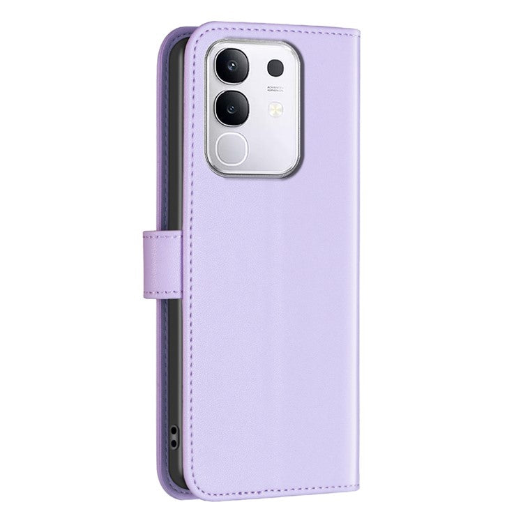 BINFEN COLOR BF17 For vivo Y29 4G Case Wallet Folio Flip Leather Cover - Purple