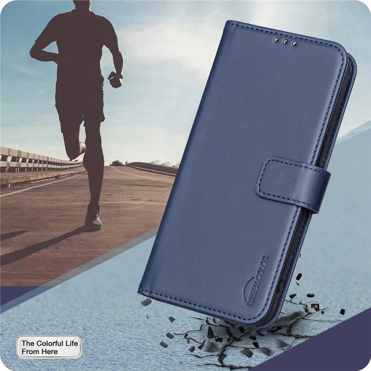 BINFEN COLOR BF17 For vivo Y29 4G Case Wallet Folio Flip Leather Cover - Blue
