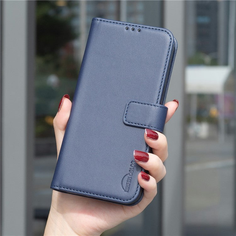BINFEN COLOR BF17 For vivo Y29 4G Case Wallet Folio Flip Leather Cover - Blue