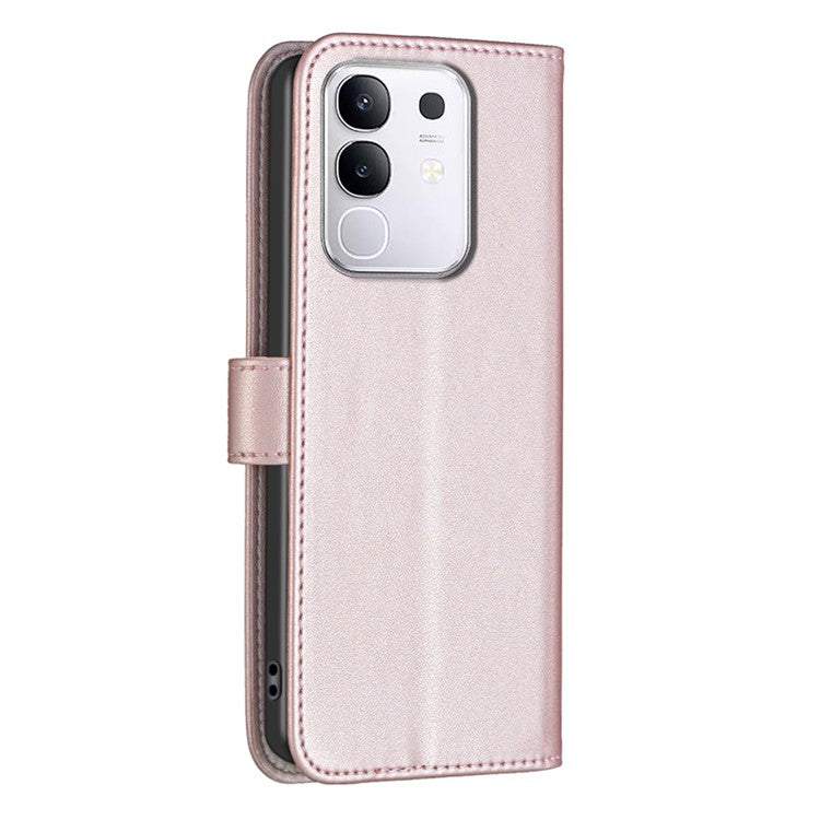BINFEN COLOR BF17 For vivo Y29 4G Case Wallet Folio Flip Leather Cover - Rose Gold