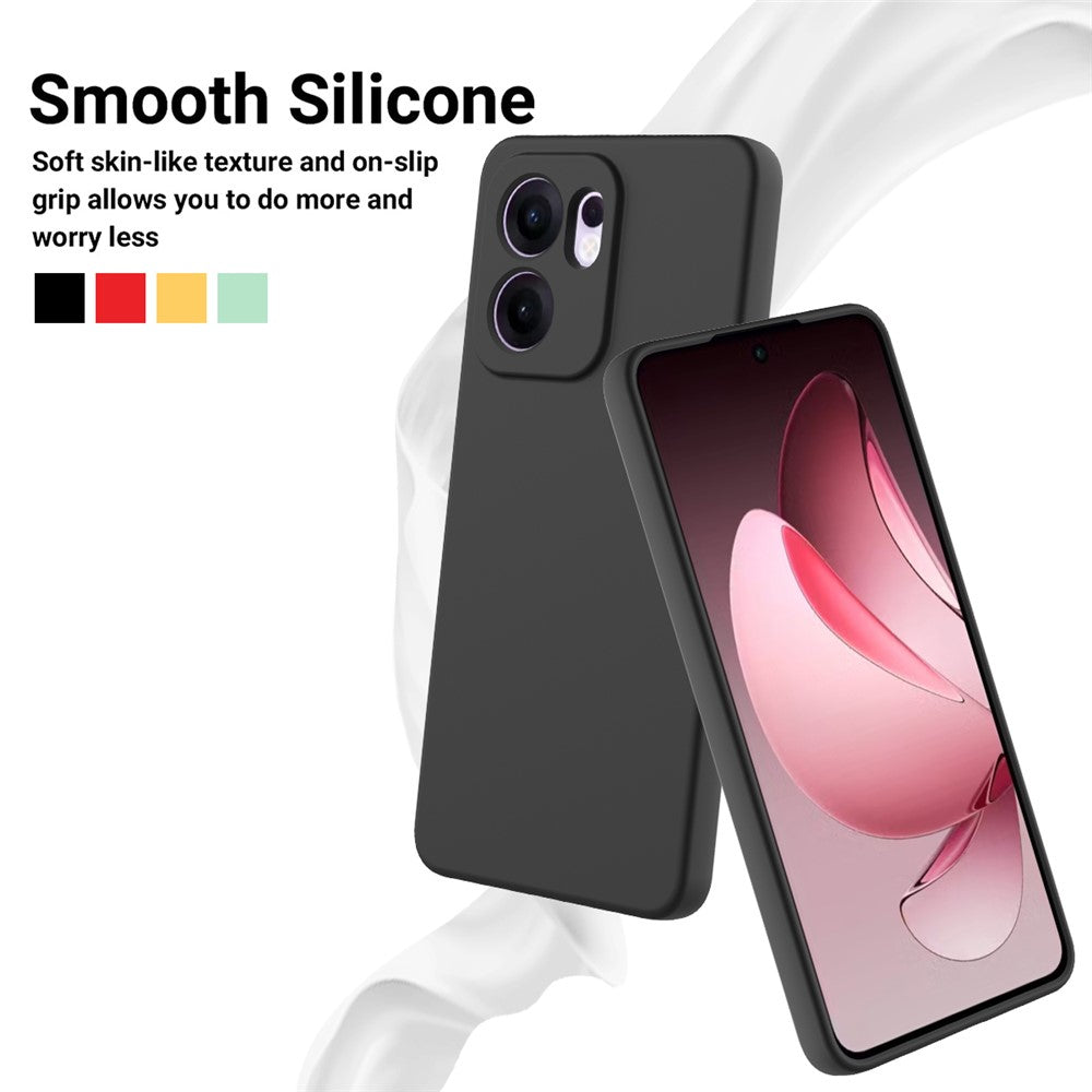 For Oppo Reno13 F 5G / Oppo Reno13 F 4G Liquid Silicone Case Phone Back Cover with Hand Strap - Black