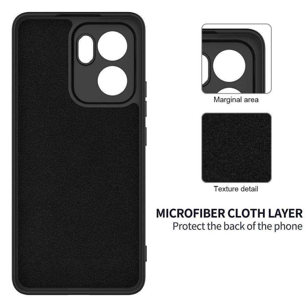 For Oppo Reno13 F 5G / Oppo Reno13 F 4G Liquid Silicone Case Phone Back Cover with Hand Strap - Black