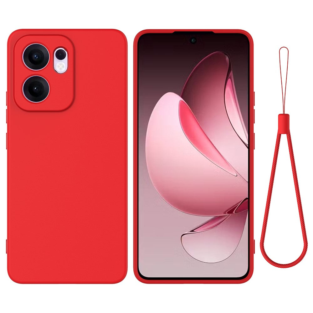 For Oppo Reno13 F 5G / Oppo Reno13 F 4G Liquid Silicone Case Phone Back Cover with Hand Strap - Red