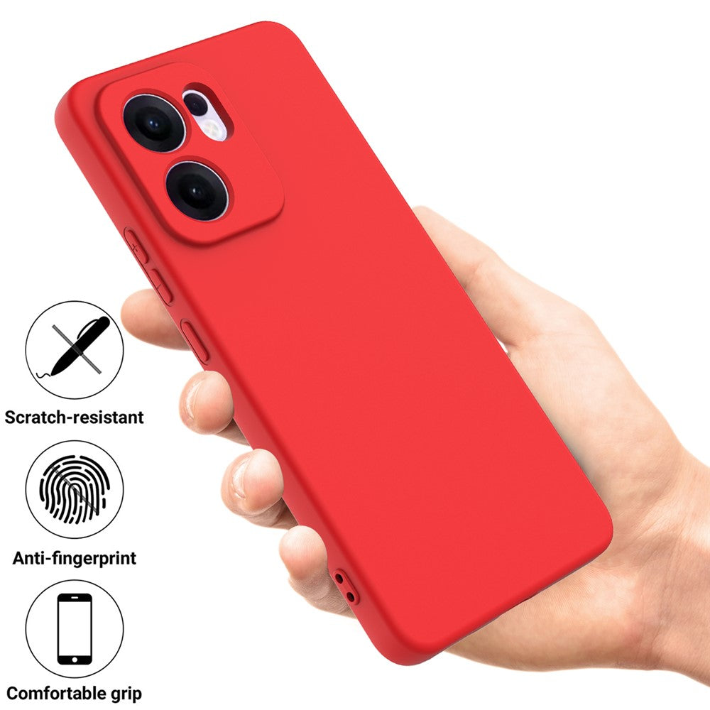 For Oppo Reno13 F 5G / Oppo Reno13 F 4G Liquid Silicone Case Phone Back Cover with Hand Strap - Red