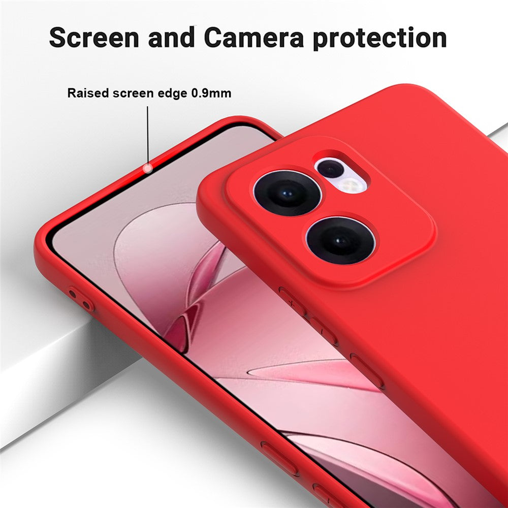 For Oppo Reno13 F 5G / Oppo Reno13 F 4G Liquid Silicone Case Phone Back Cover with Hand Strap - Red