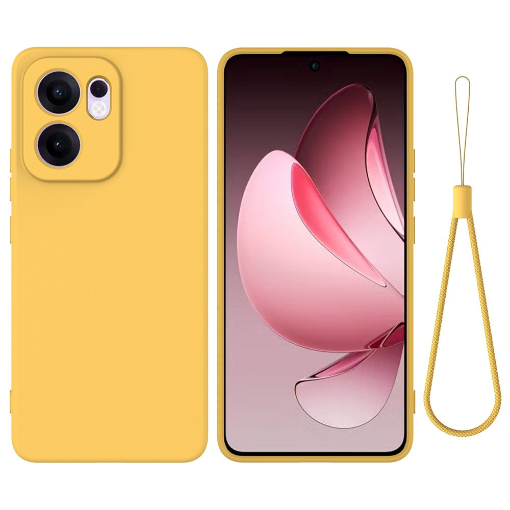 For Oppo Reno13 F 5G / Oppo Reno13 F 4G Liquid Silicone Case Phone Back Cover with Hand Strap - Yellow
