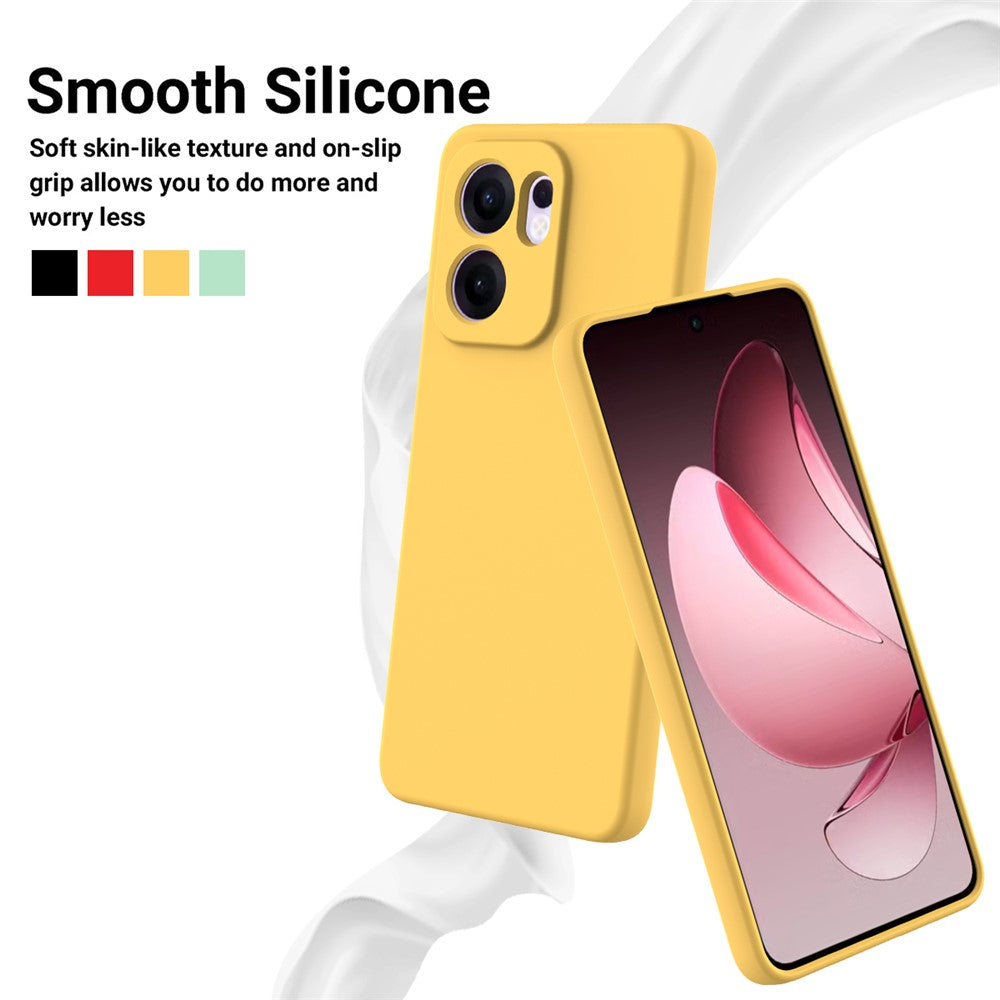 For Oppo Reno13 F 5G / Oppo Reno13 F 4G Liquid Silicone Case Phone Back Cover with Hand Strap - Yellow