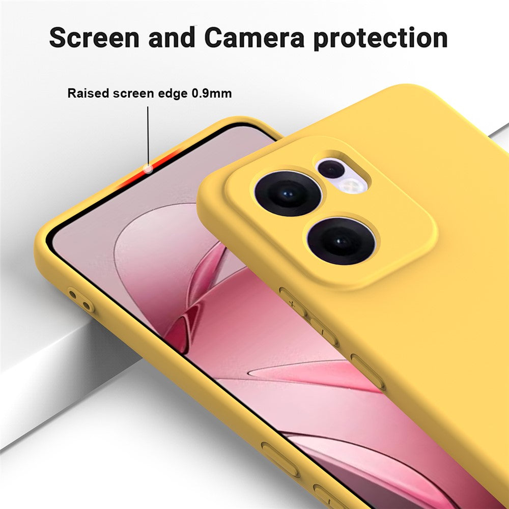For Oppo Reno13 F 5G / Oppo Reno13 F 4G Liquid Silicone Case Phone Back Cover with Hand Strap - Yellow