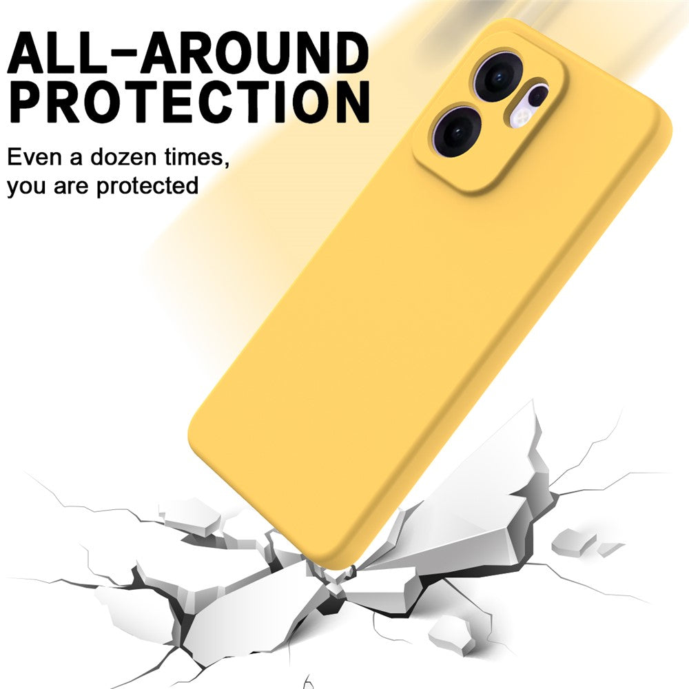 For Oppo Reno13 F 5G / Oppo Reno13 F 4G Liquid Silicone Case Phone Back Cover with Hand Strap - Yellow
